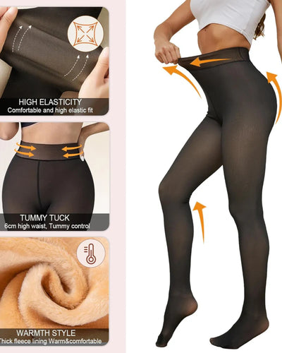 One-Lined Semi-Transparent Winter Thermal Tights