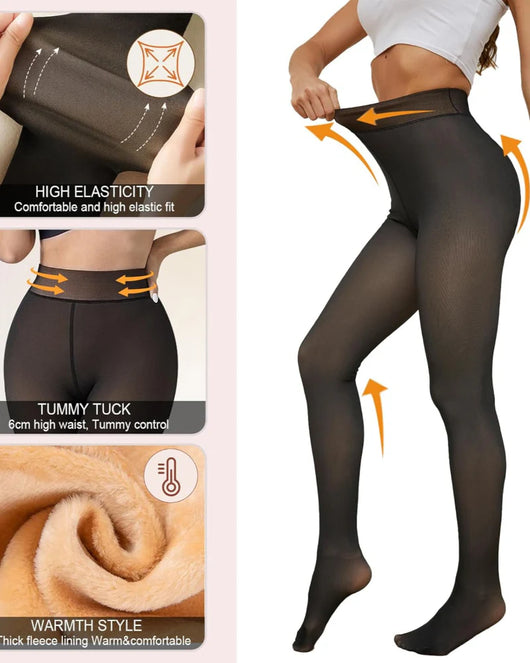 One-Lined Semi-Transparent Winter Thermal Tights