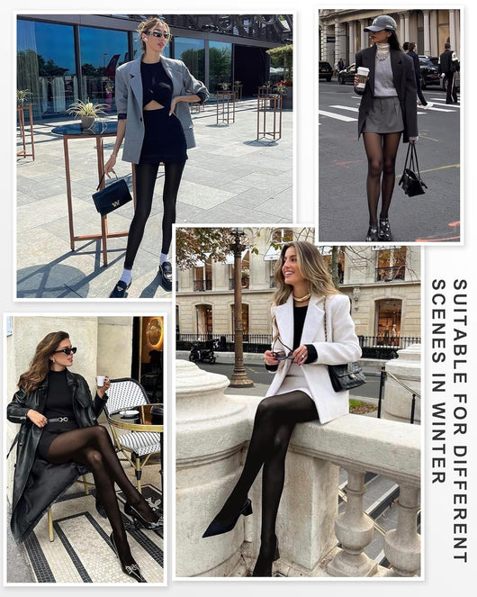 One-Lined Semi-Transparent Winter Thermal Tights