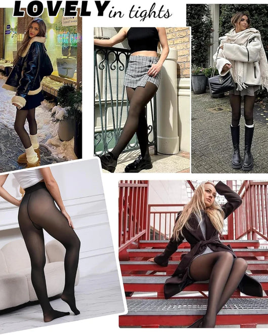 One-Lined Semi-Transparent Winter Thermal Tights